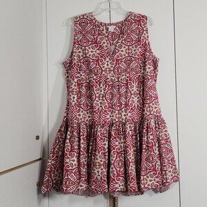 Cynthia Rowley 100% Cotton Dress Short Size XL Red/Orange Summer Comfort